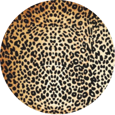 Circular pattern resembling a cheetah print with distinct brown and black spots, representing the Rehasense ART Line Cheetah design for a rollator.