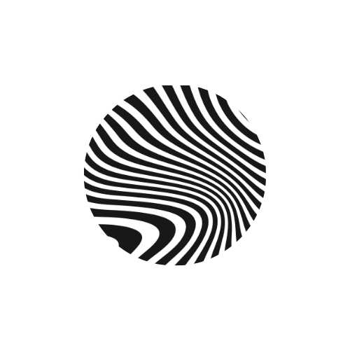 Circular black and white wavy pattern, representing the Rehasense ART Line Zebra design for a rollator.