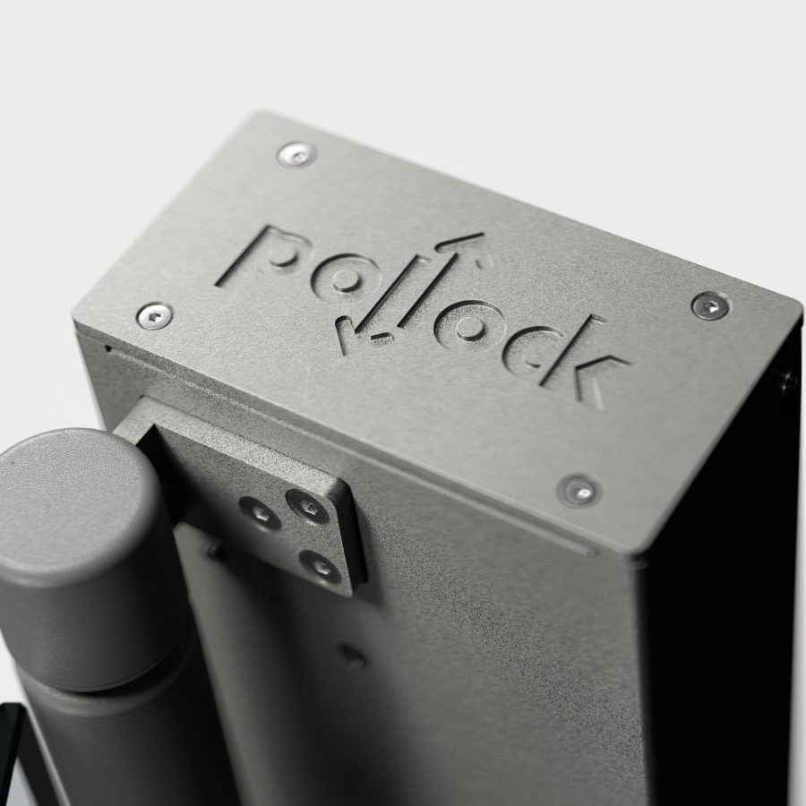 Pollock logo engraved into the lift.