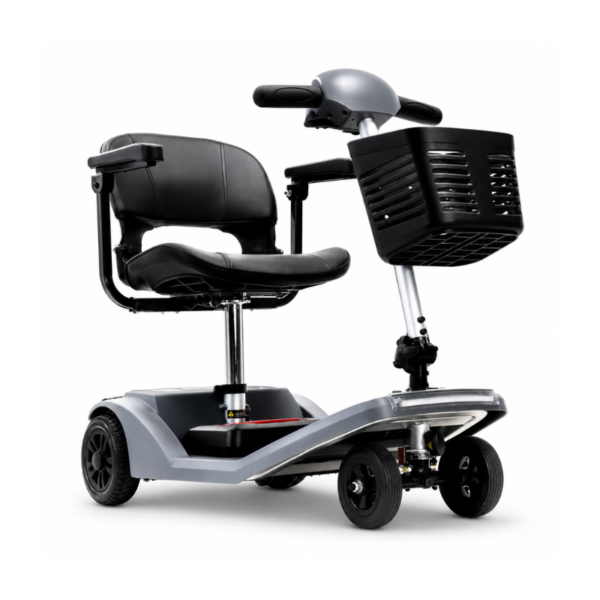 Air Active folding scooter in silver with front basket