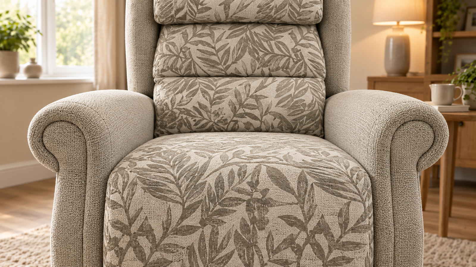 Deep cushioned seat of the Grosmont riser recliner