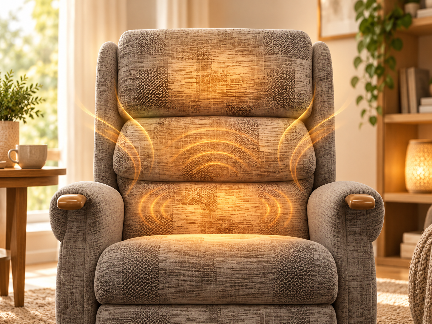 Riser recliner with the heat and massage zones highlighted